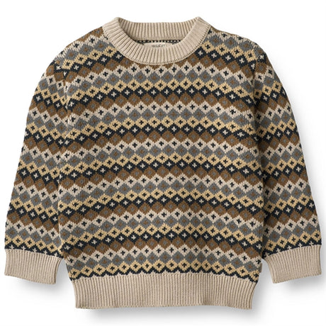 Wheat Multi Blue Elias Jacquard Pullover