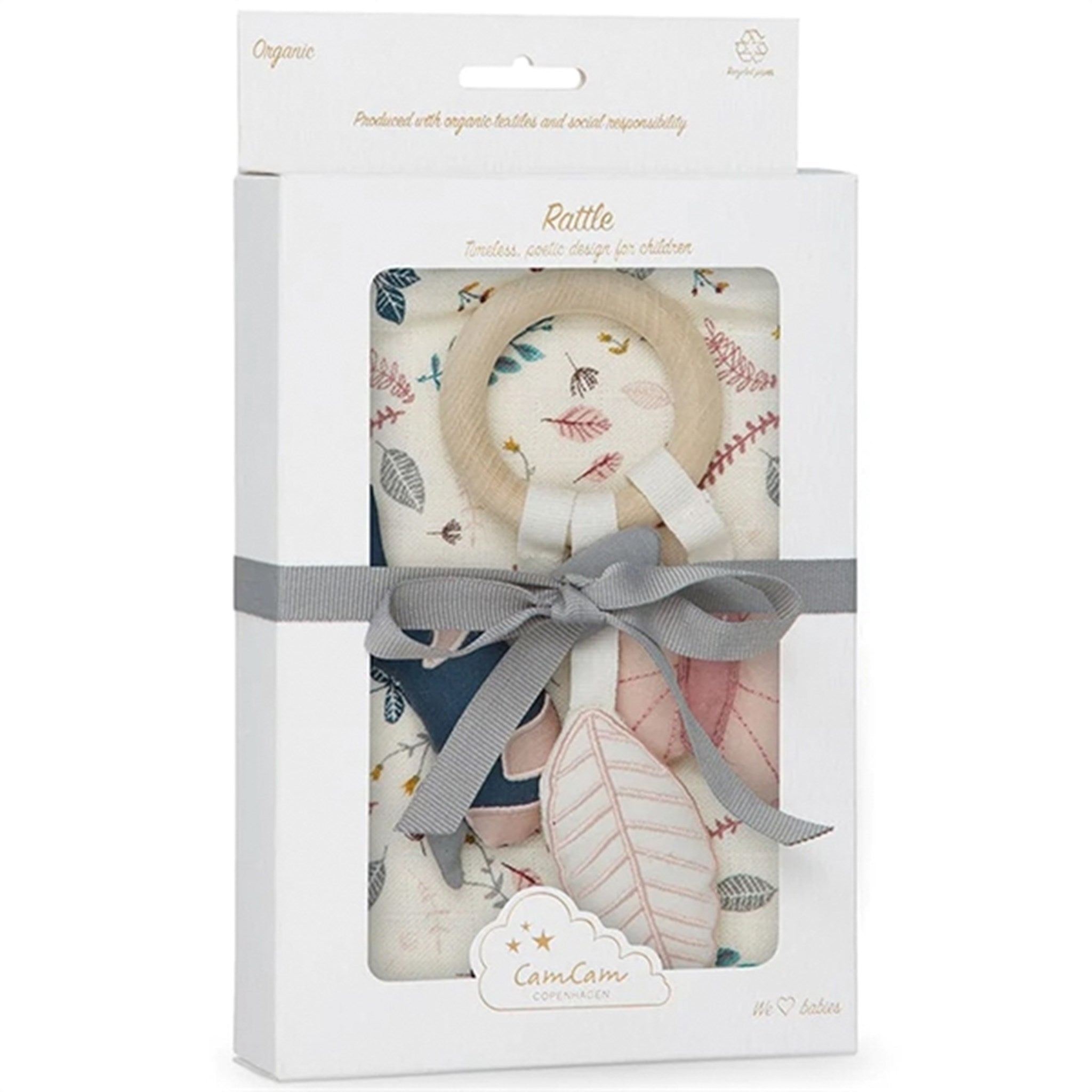 Cam Cam Copenhagen Giftbox - Muslin Cloth and Activity Ring Flower Pressed Leaves Rose