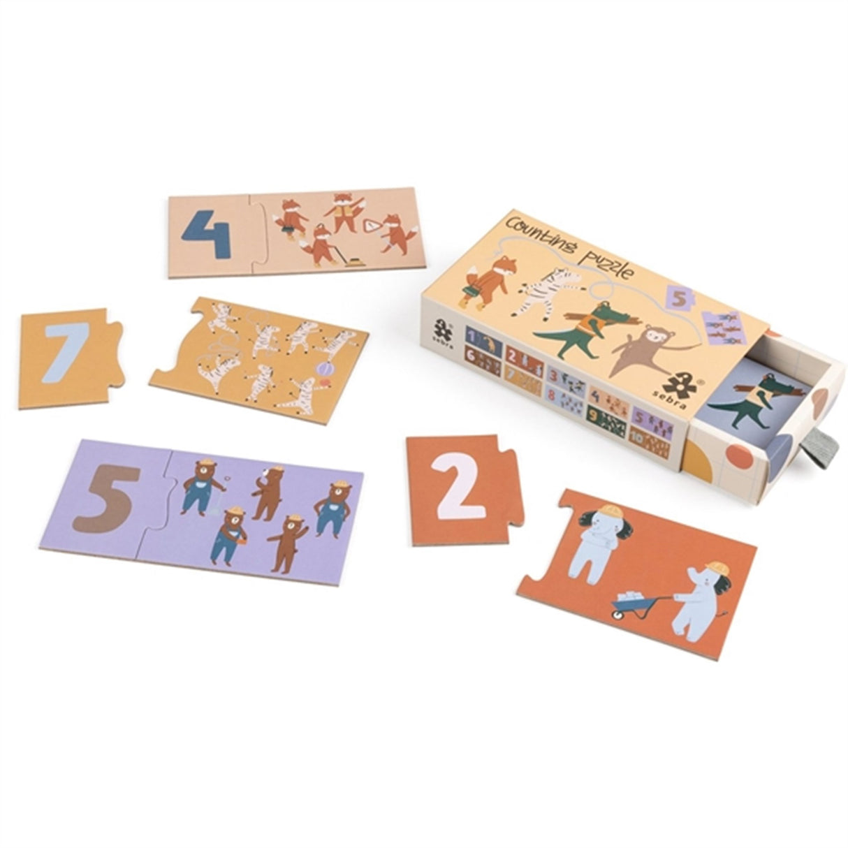 Sebra Counting Puzzle 1-10 Toes/Builders Multi