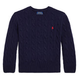 Polo Ralph Lauren Boy Long Sleeved Knit Cable Sweater Pullover Hunter Navy