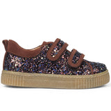 Angulus Sneakers w Velcro Plum Glitter/Bark