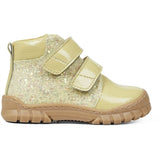 Angulus Starter Shoe W. Velcro And Glitter Details Light Yellow/Light Yellow Glitter 2