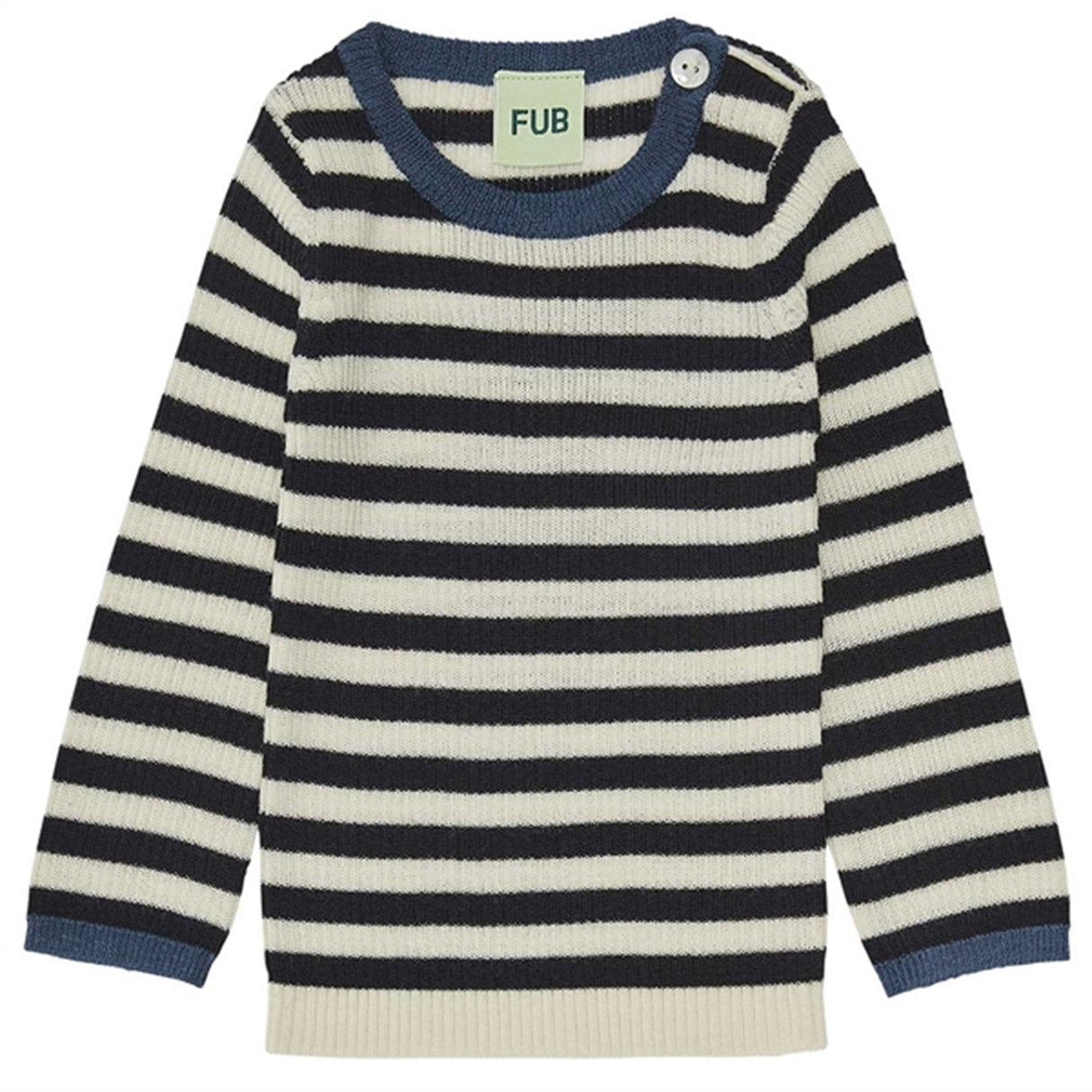 FUB Baby Rib Blouse Ecru/Dark Navy