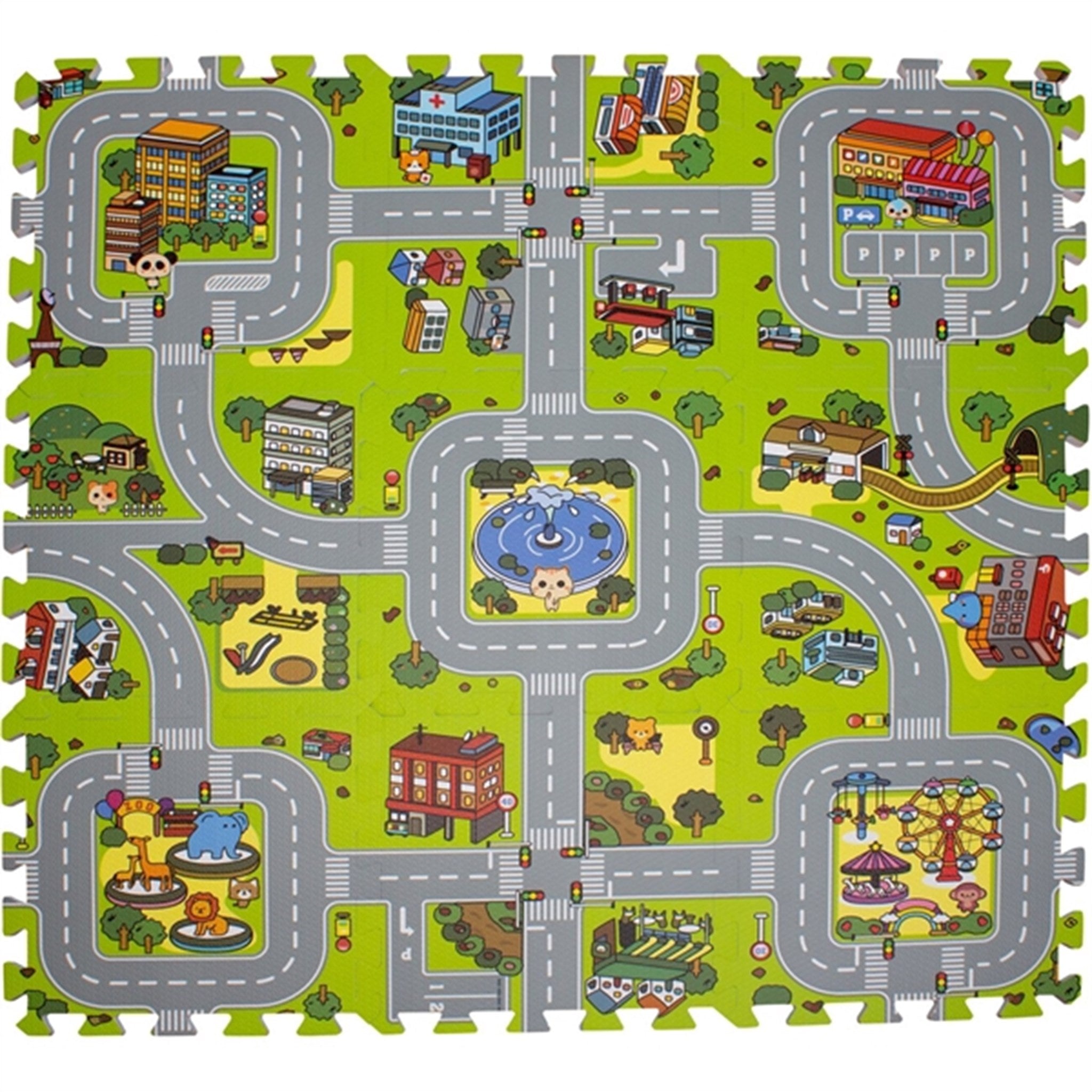 Magni Play Mat with Road and City 9 Foam Tiles