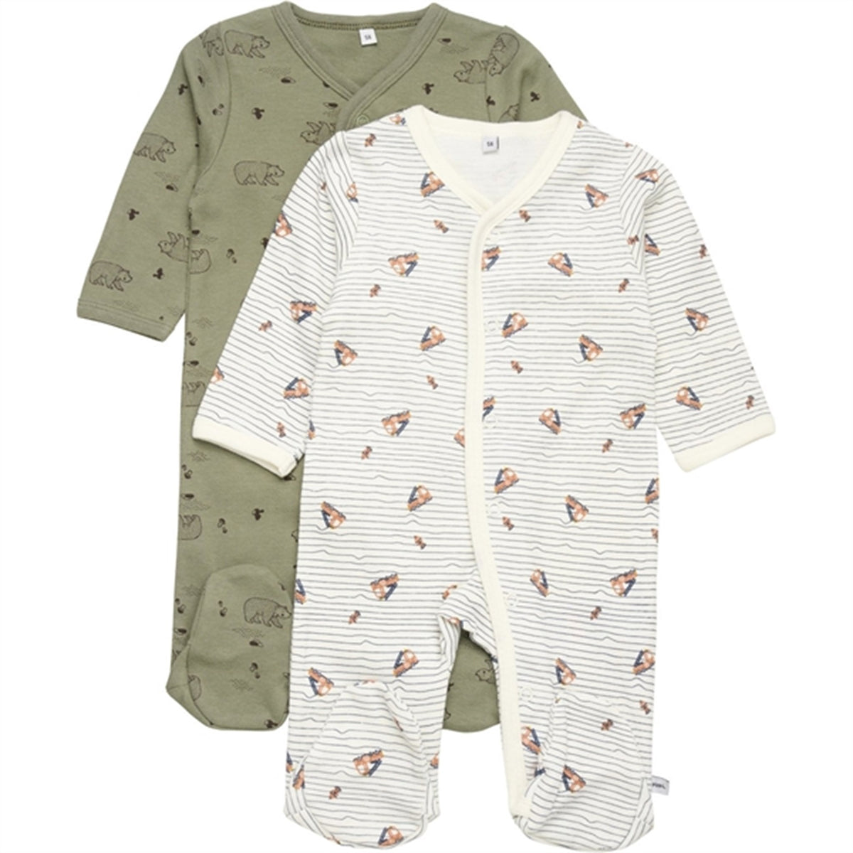 PIPPI Completo Pigiama Bimbo 2 Pezzi Con Pressioni - Cotone Biologico, Lichen Green, Taglia 104