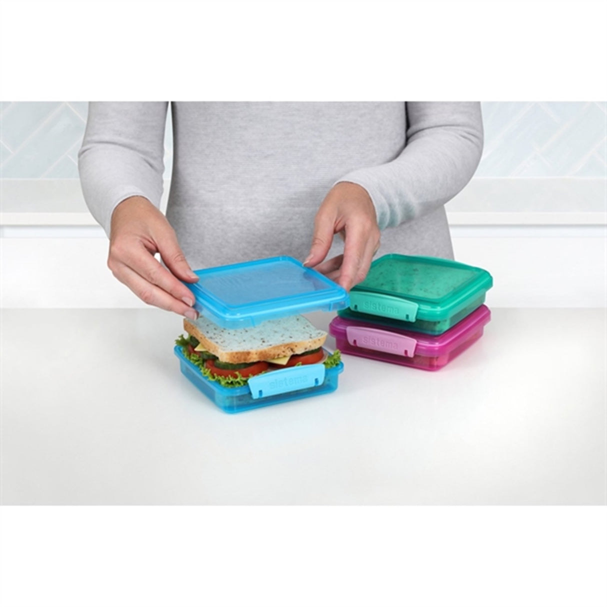 Sistema Sandwich Box Lunch Box 450 ml Lunch Mixed Pack 3-pack