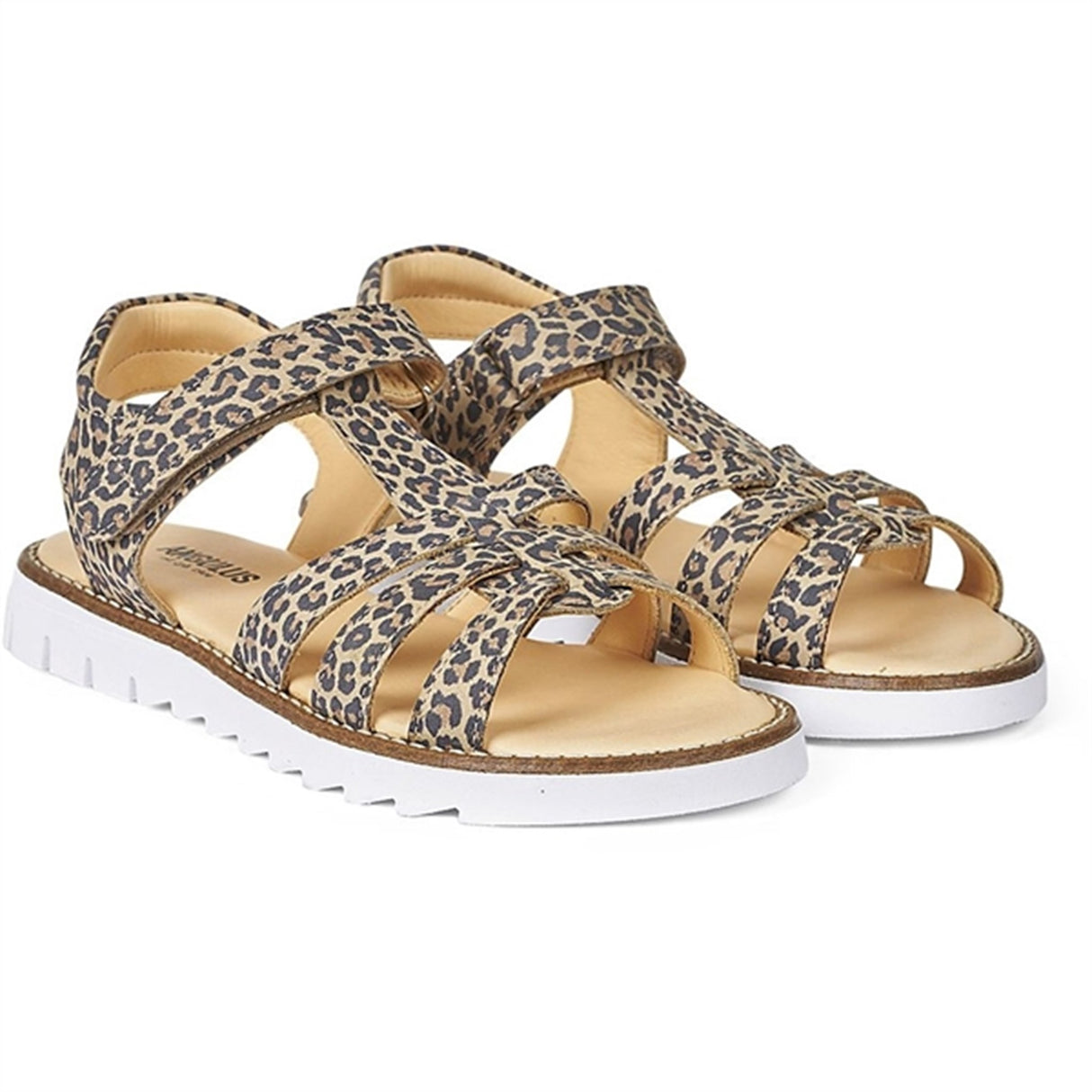 Angulus Sandal W. T-Strap And Velcro Leopard