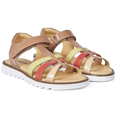 Angulus Sandal W. T-strap And Velcro Dark Peach/Peach/Coral/Light Yellow