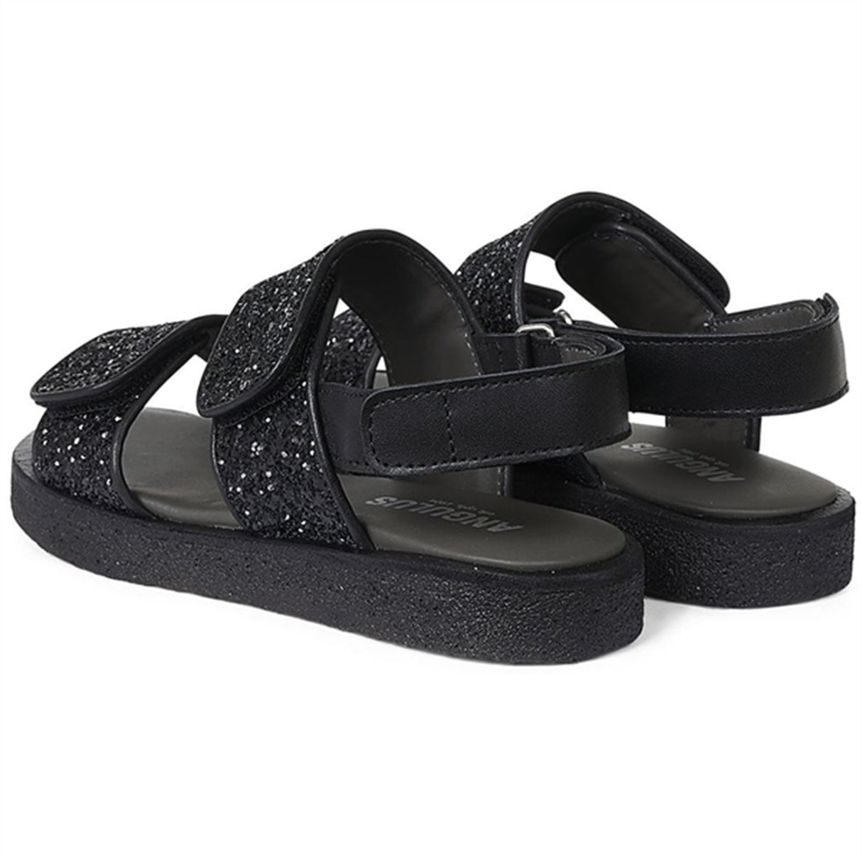 Angulus Glitter Sandal W. Velcro Black/Black Glitter 3
