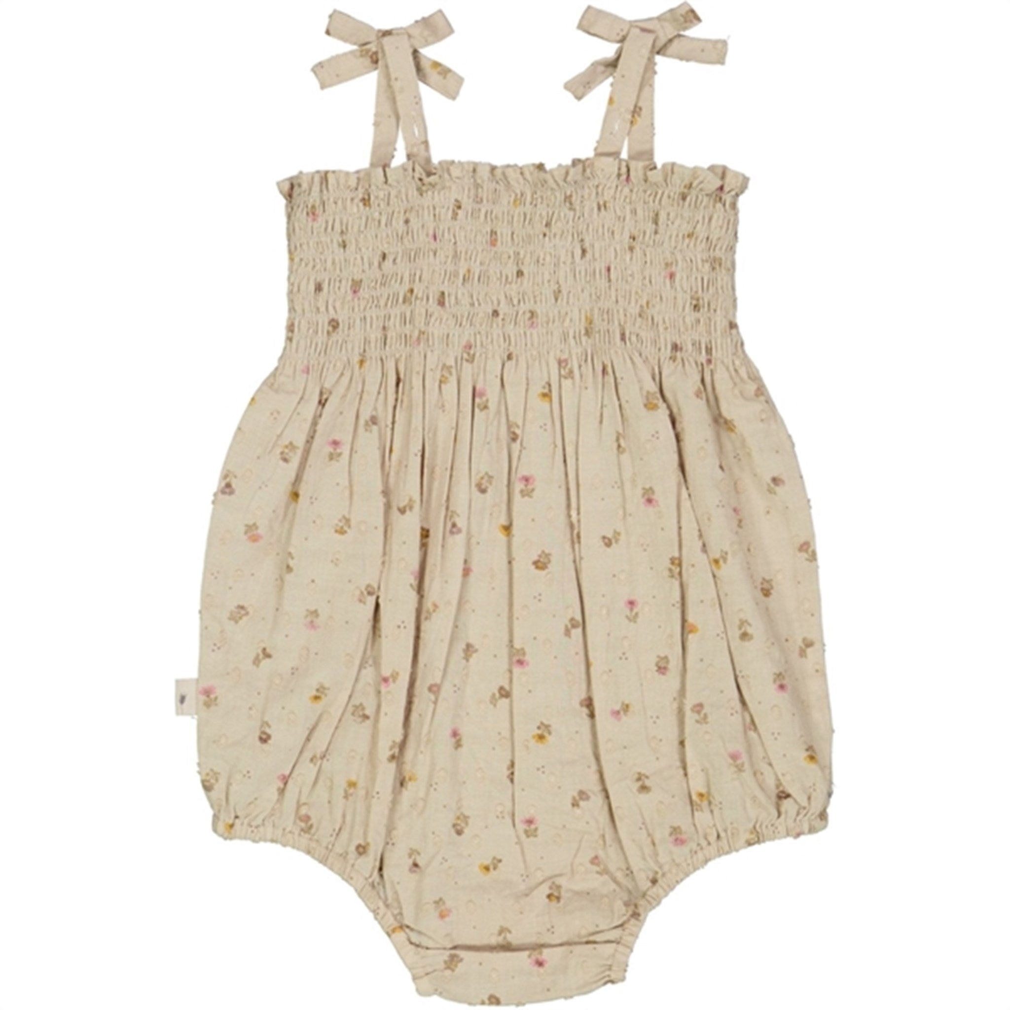 Wheat Fossil Flowers Dot Lucie Romper 3