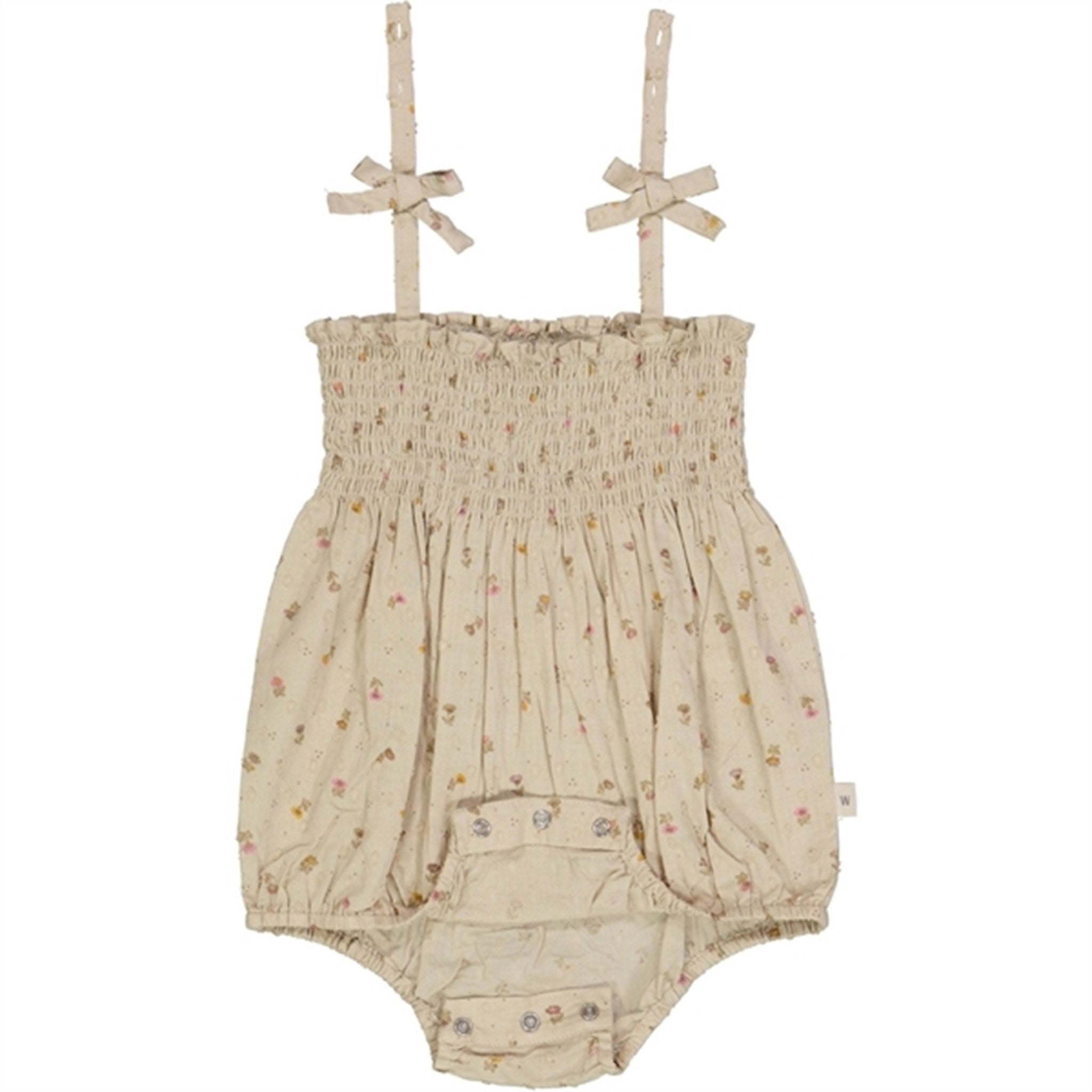 Wheat Fossil Flowers Dot Lucie Romper 2