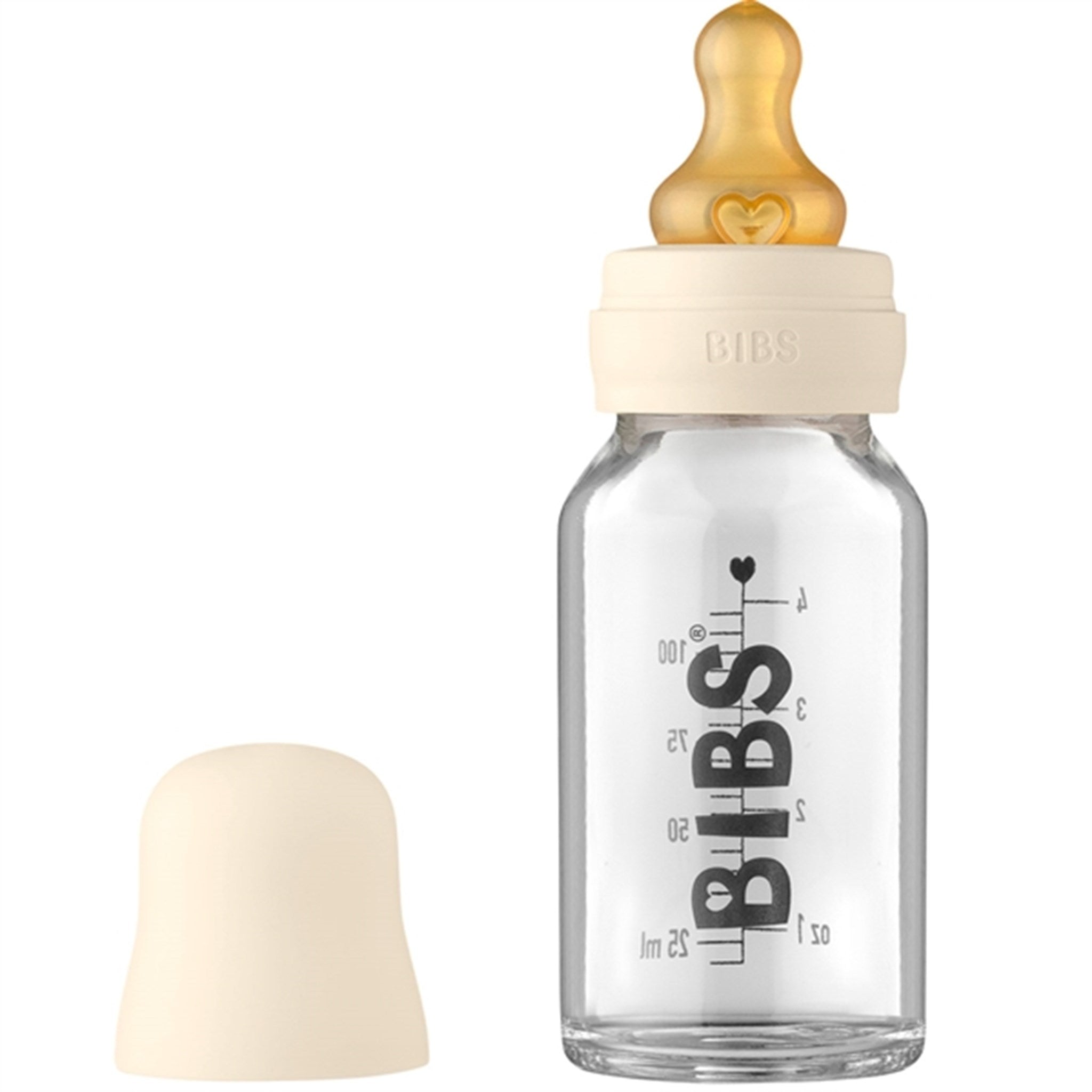 Bibs Baby Glass Bottle Complete Set Ivory 110 ml