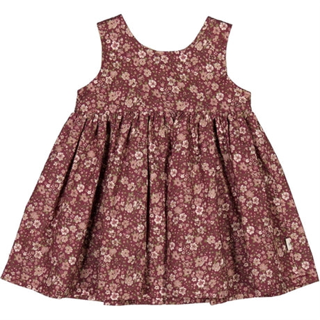 Wheat Mulberry Flowers Pinafore Wrinkles Dress