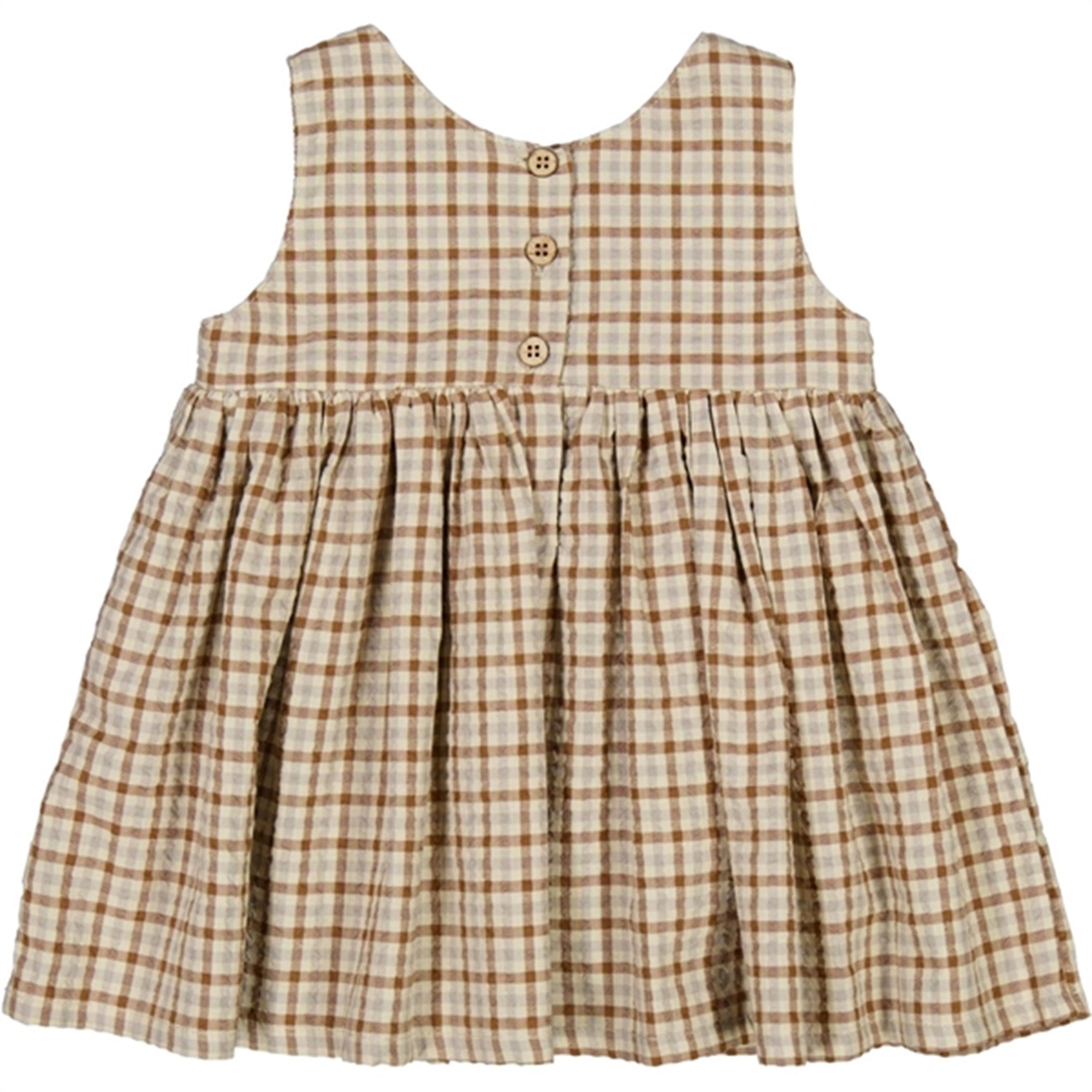 Wheat Golden Dove Check Pinafore Wrinkles Dress 3