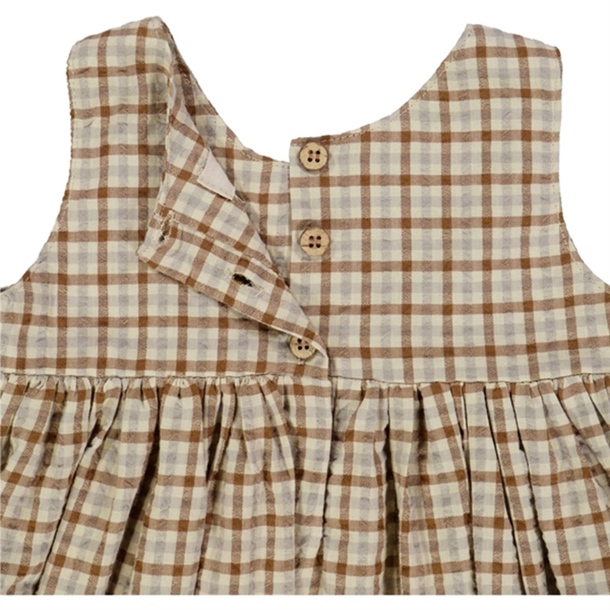 Wheat Golden Dove Check Pinafore Wrinkles Dress 2