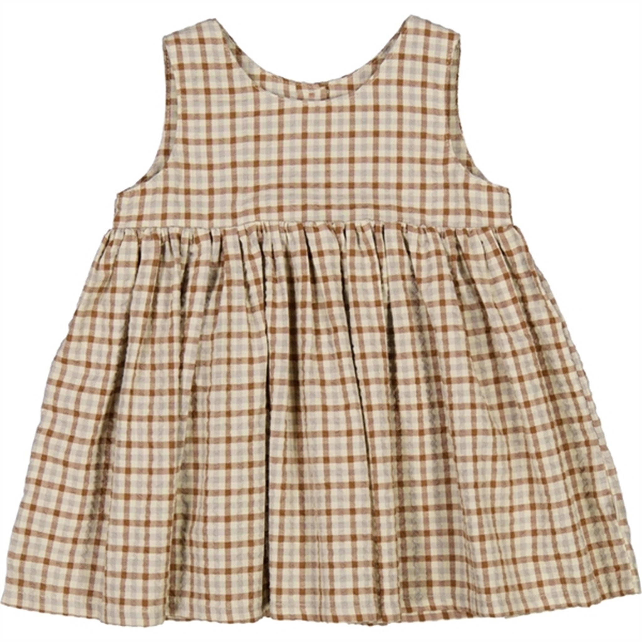 Wheat Golden Dove Check Pinafore Wrinkles Dress