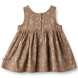 Wheat Cocoa Brown Flowers Pinafore Wrinkles Dress 3