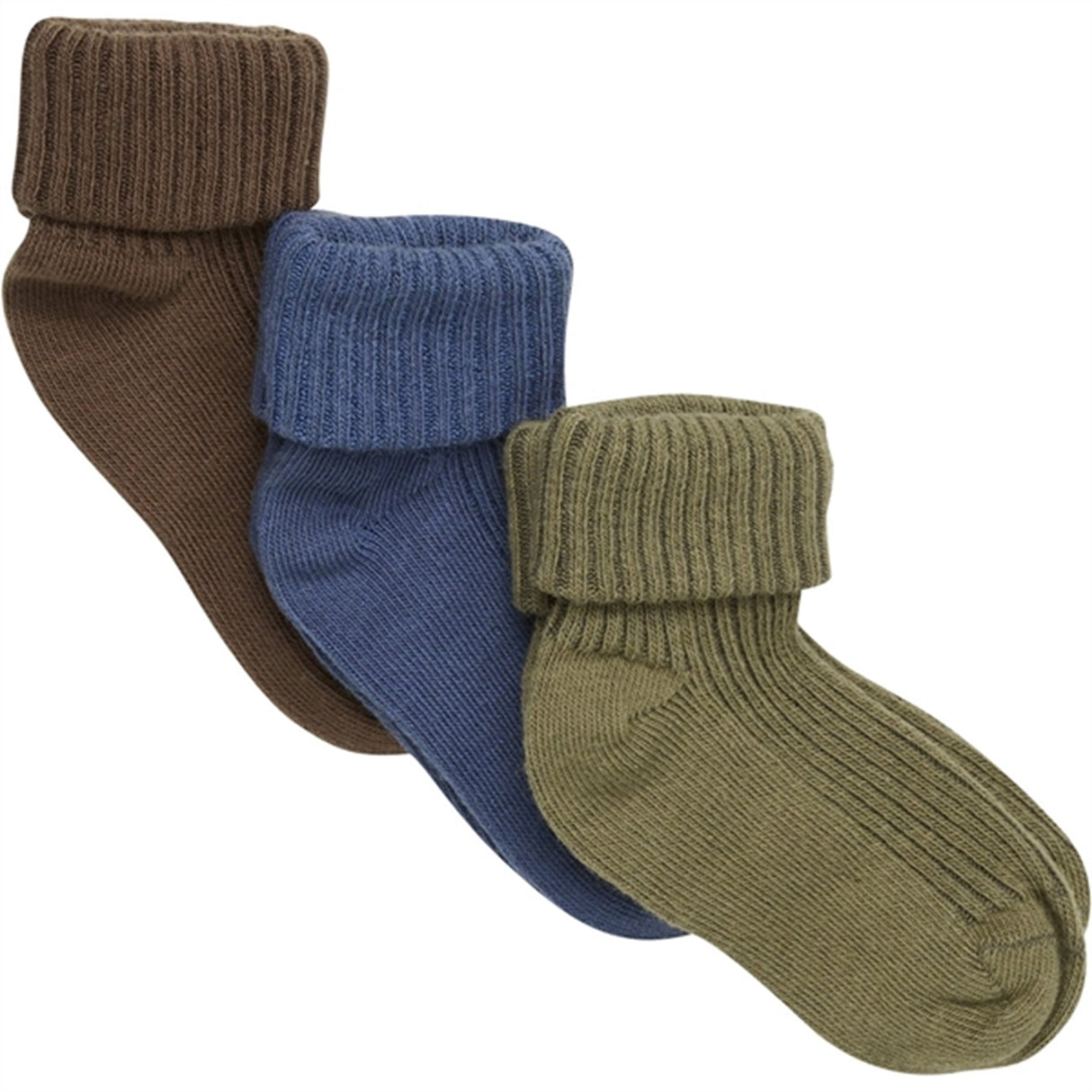 Minymo Dark Olive Socks Baby 3-pack NOOS