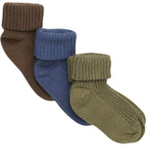 Minymo Dark Olive Socks Baby 3-pack NOOS