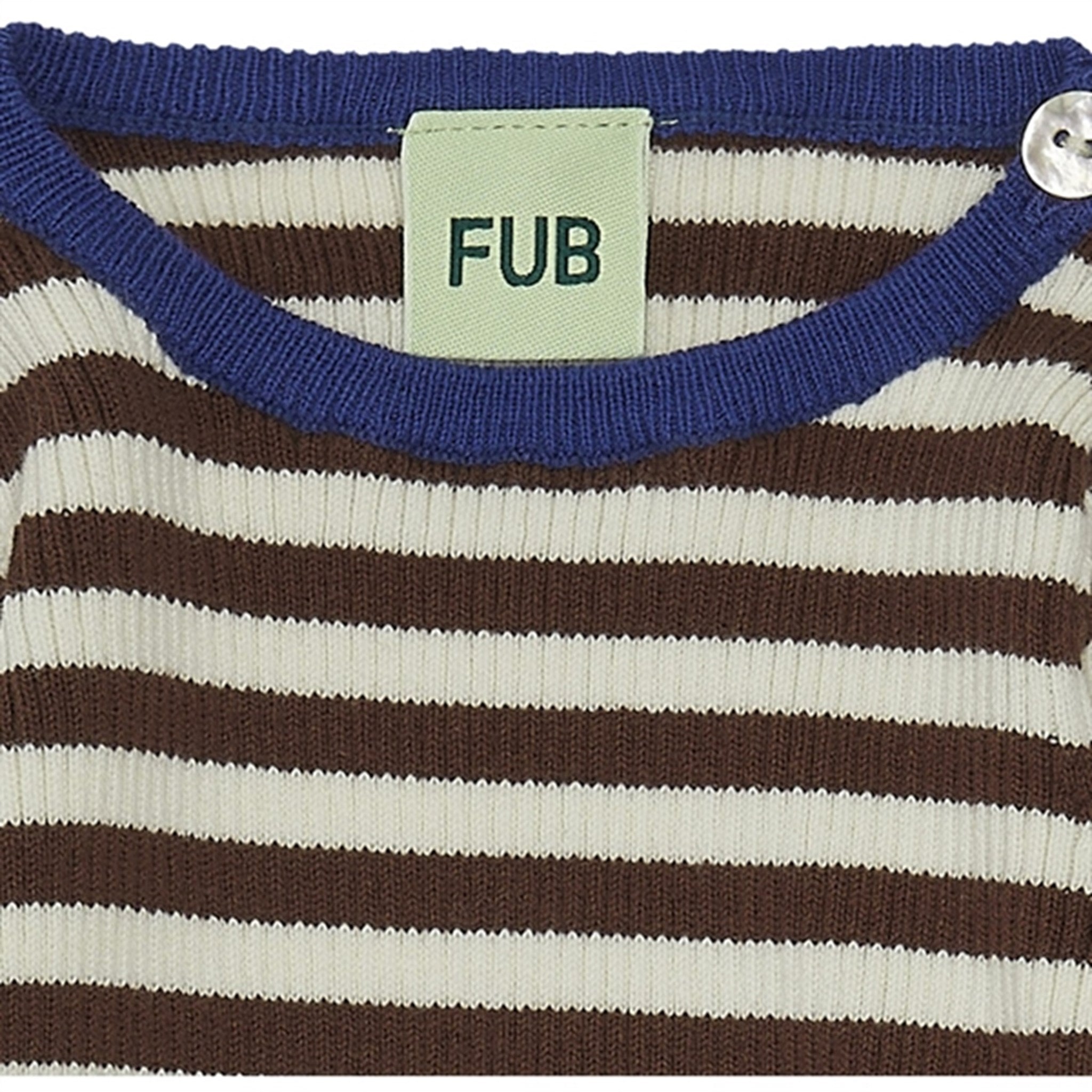FUB Baby Striped Rib Blouse Ecru/Maroon 2