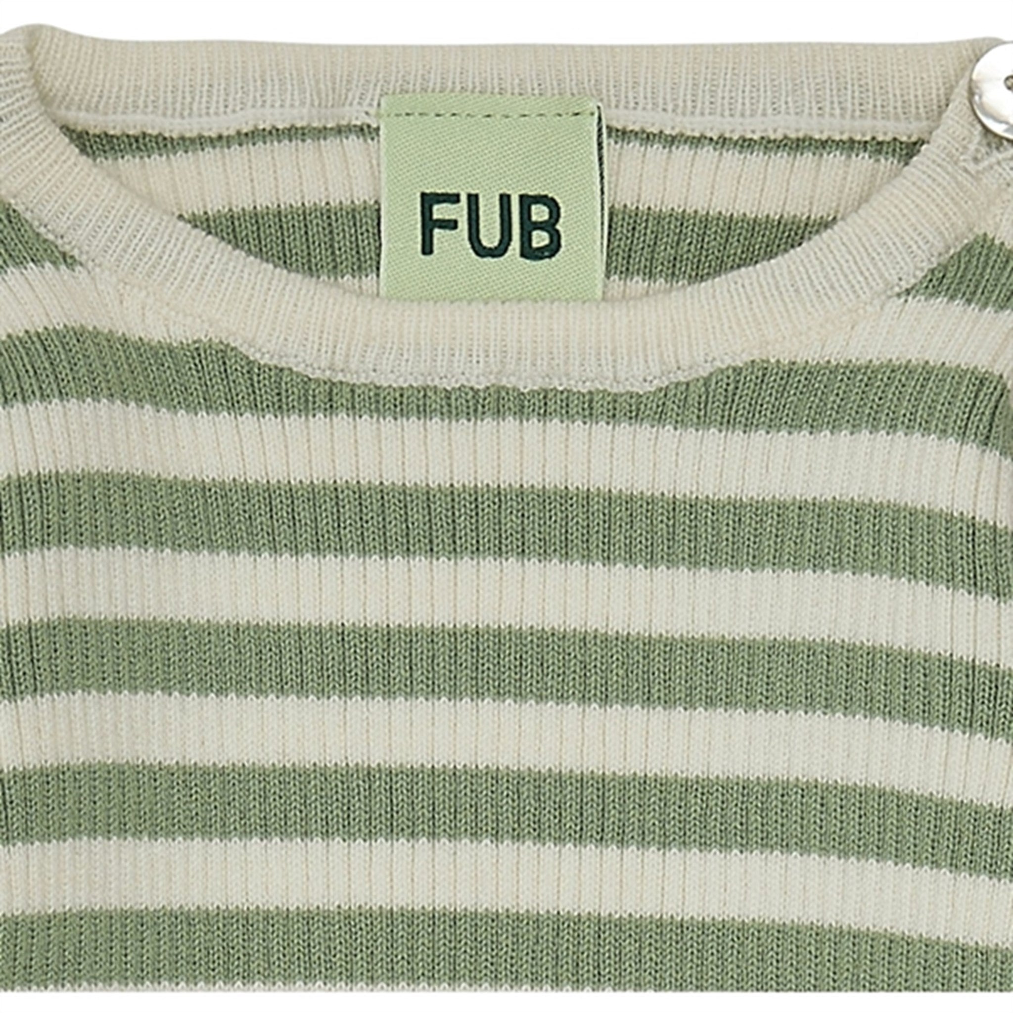 FUB Baby Striped Rib Blouse Ecru/Leaf 2