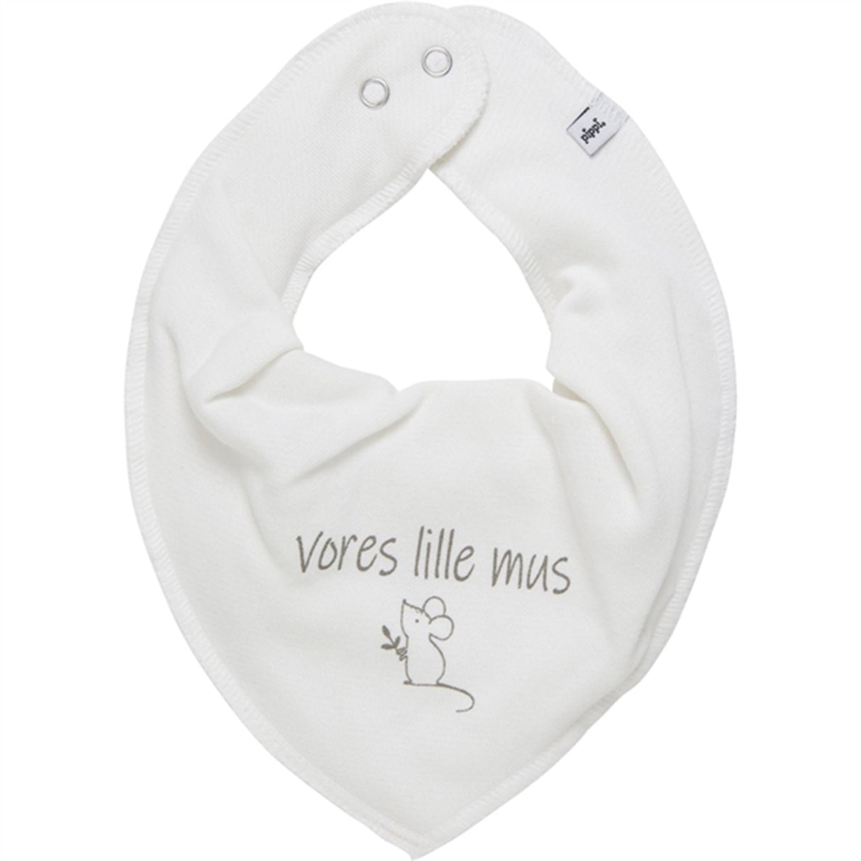 Pippi Bandana Bib with Text Marshmallow White