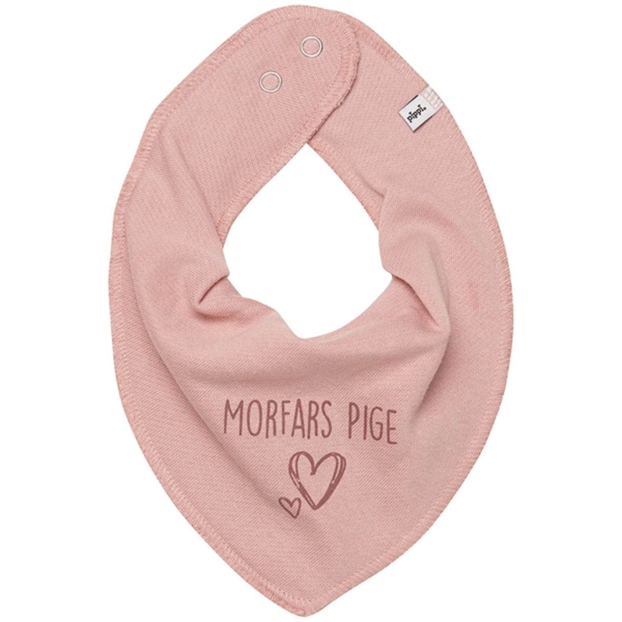 Pippi Bandana Bib with Text Misty Rose