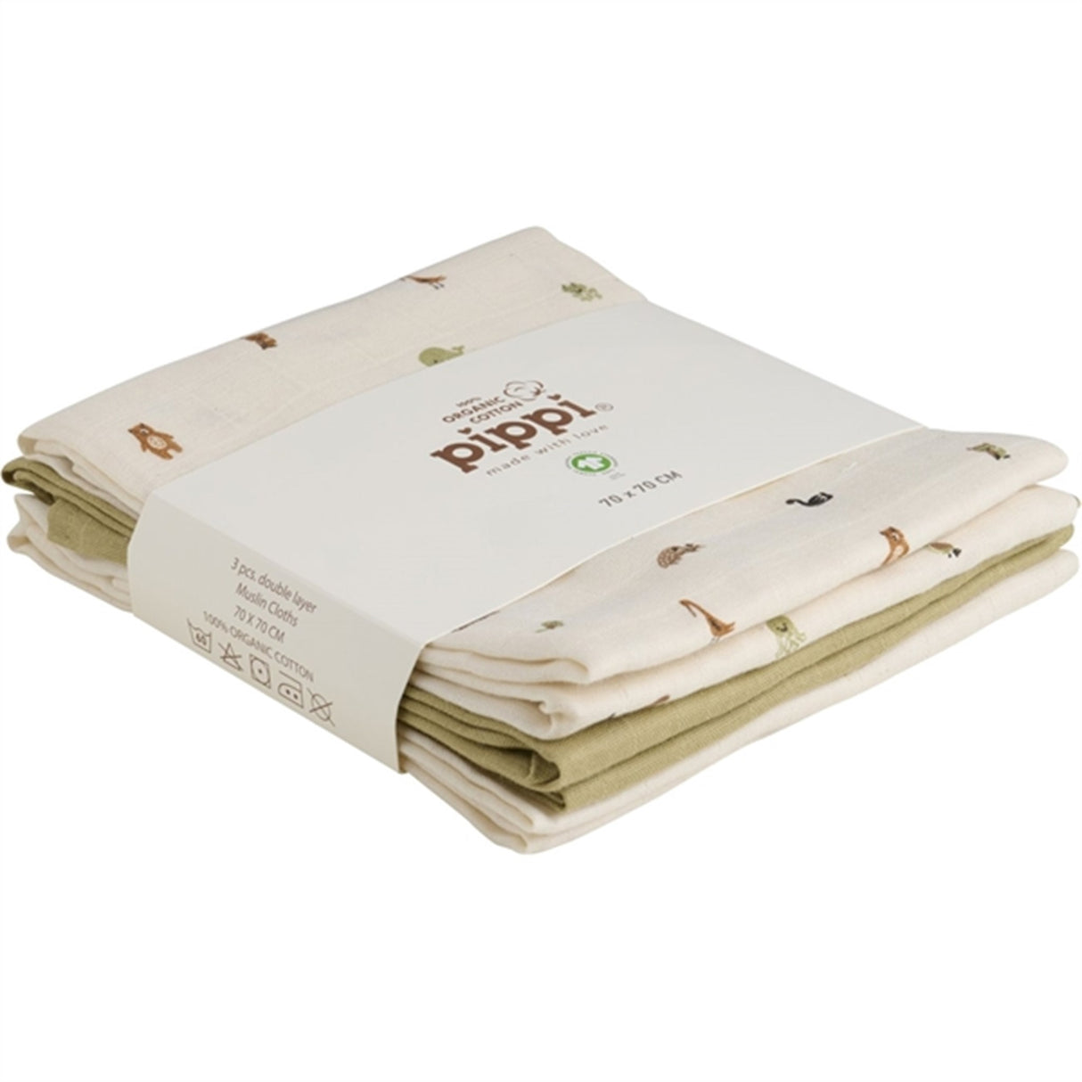 Pippi Organic Muslin Cloths 4-pack Woodsmoke