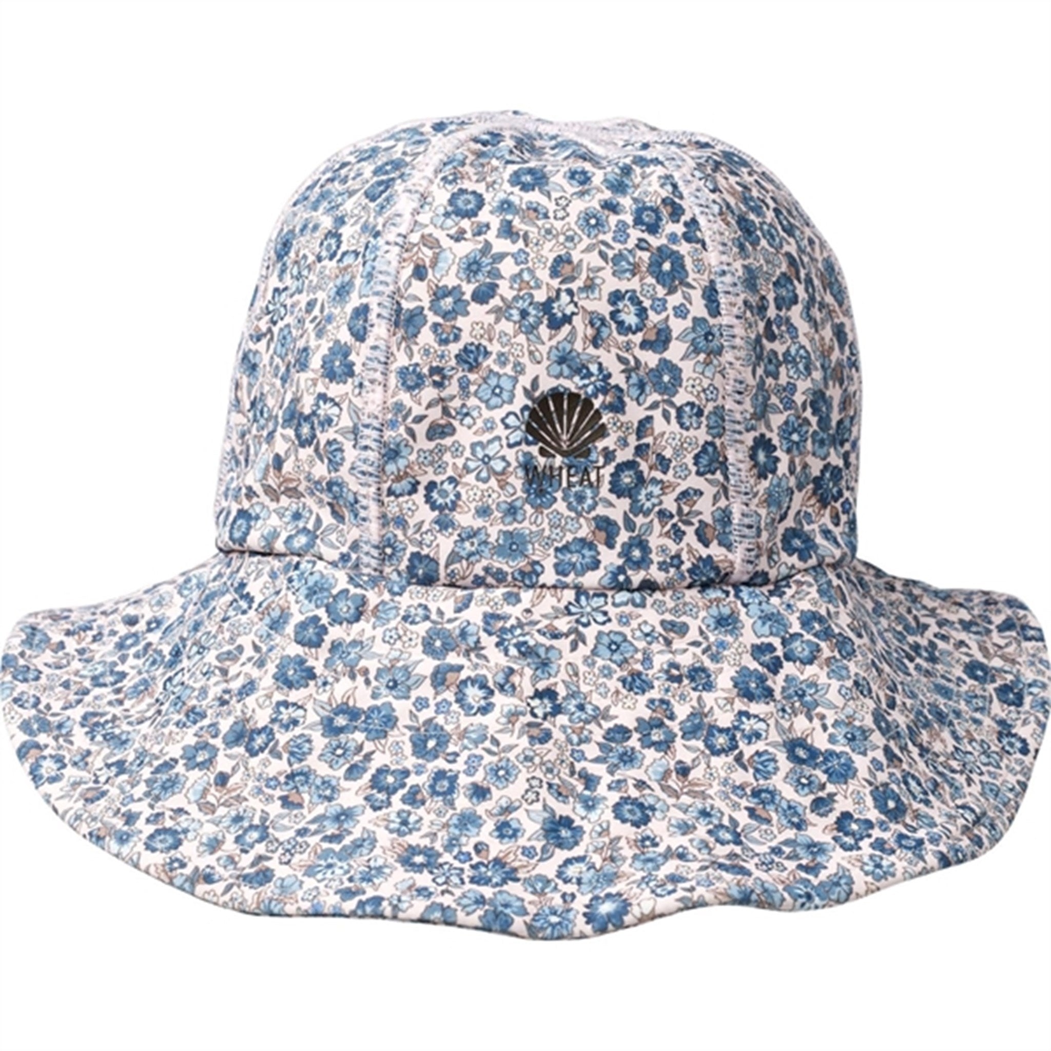 Wheat Blue Flower Meadow UV Sun Hat - Size 9-24 m/48-51 cm