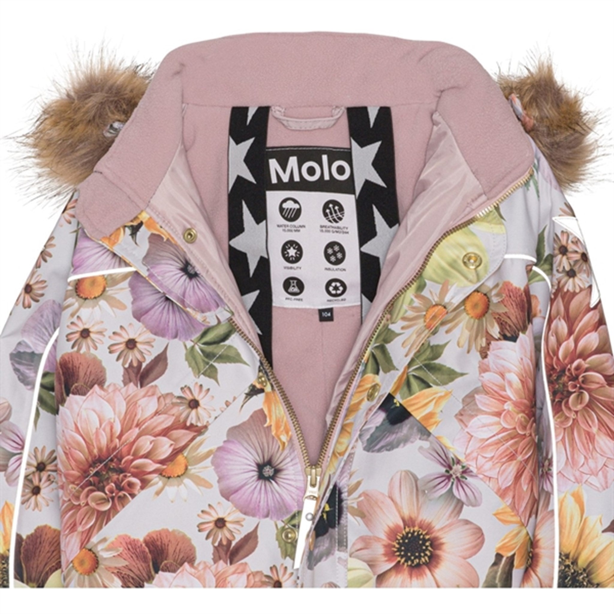 Molo Retro Flowers Polaris Fur Junior Snowsuit 6