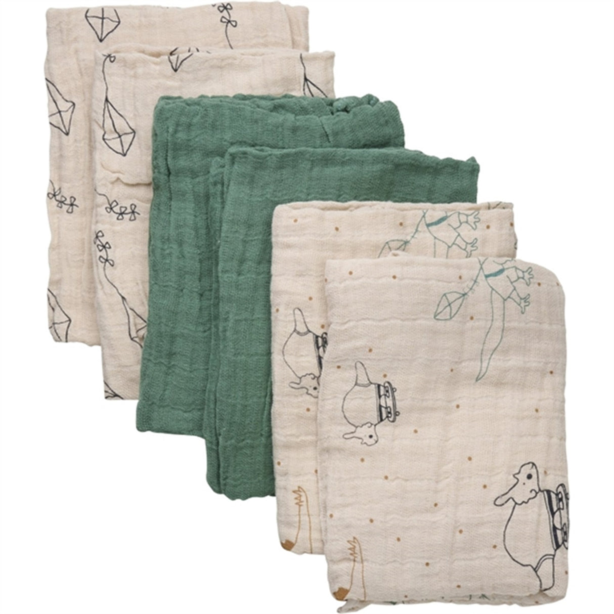 Pippi Organic Muslin Cloths 6-pack Deep Lichen Green