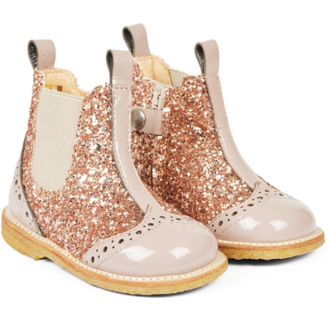 Angulus Starter Chelsea Boots With Zipper Dusty Almond/Maple Glitter/Elastic