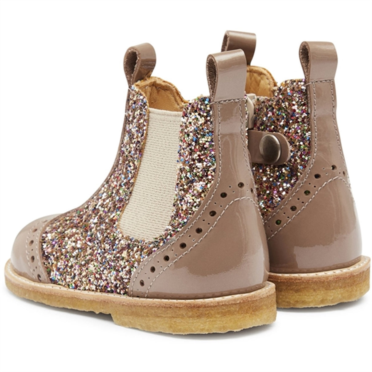 Angulus Starter Chelsea Boots With Zipper Nougat/Multi Glitter/Beige 3