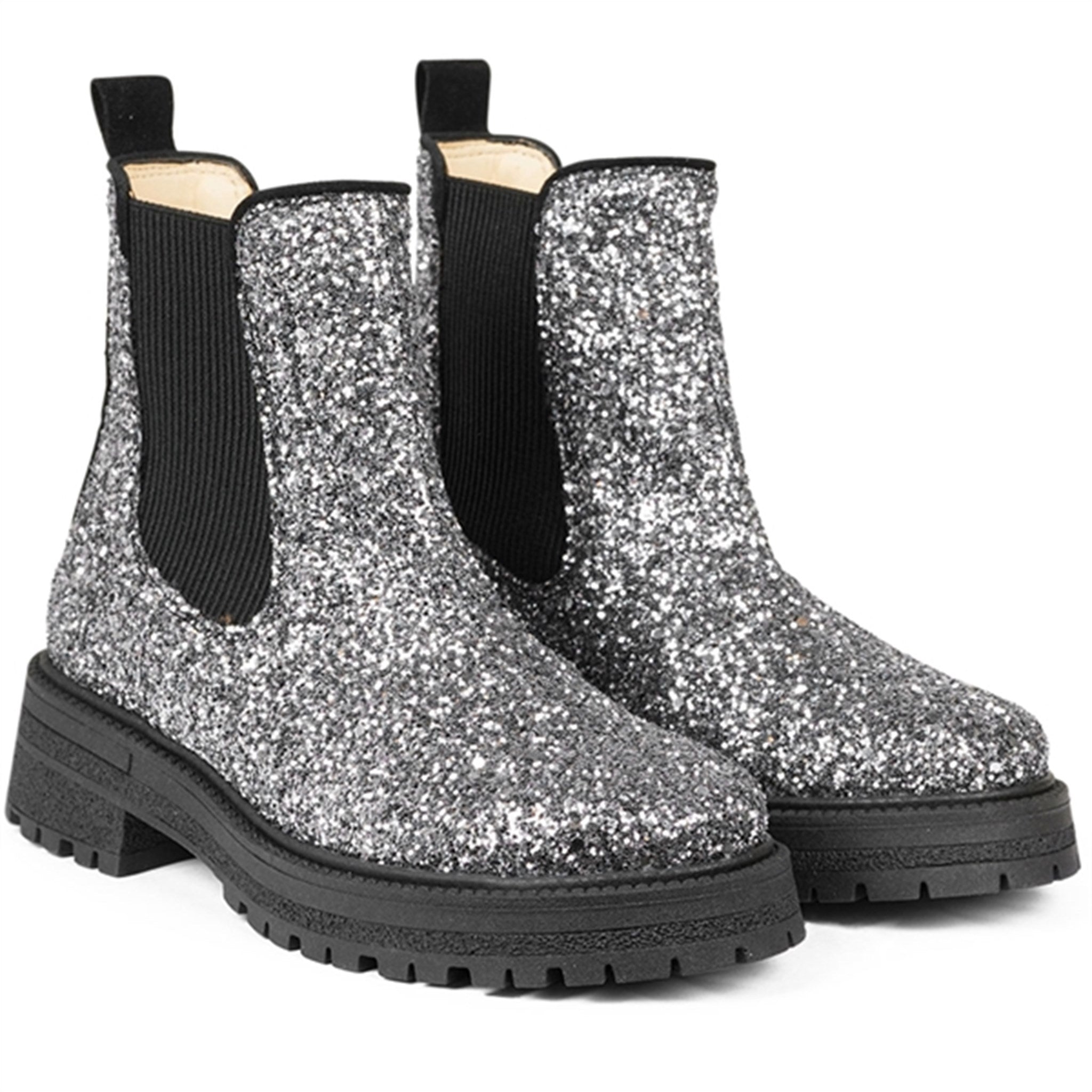 Angulus Chelsea Boots With Track-Sole Dusty Lavender Glitter/Black/Black