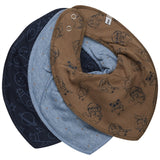 Pippi Bandana Bib 3-pack Ashley Blue