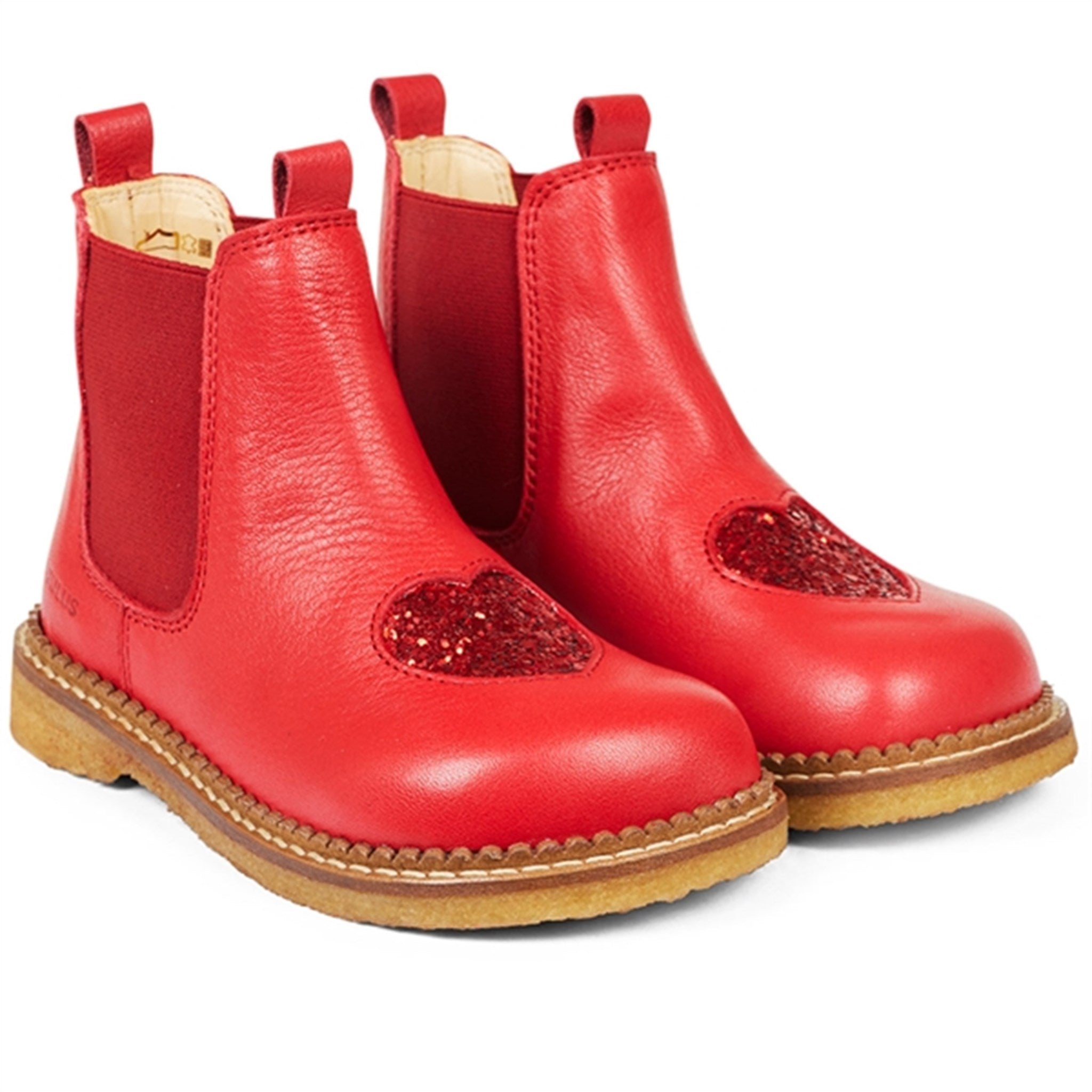 Angulus Chelsea Boots With Heart Red/Red Glitter/Red Elastic
