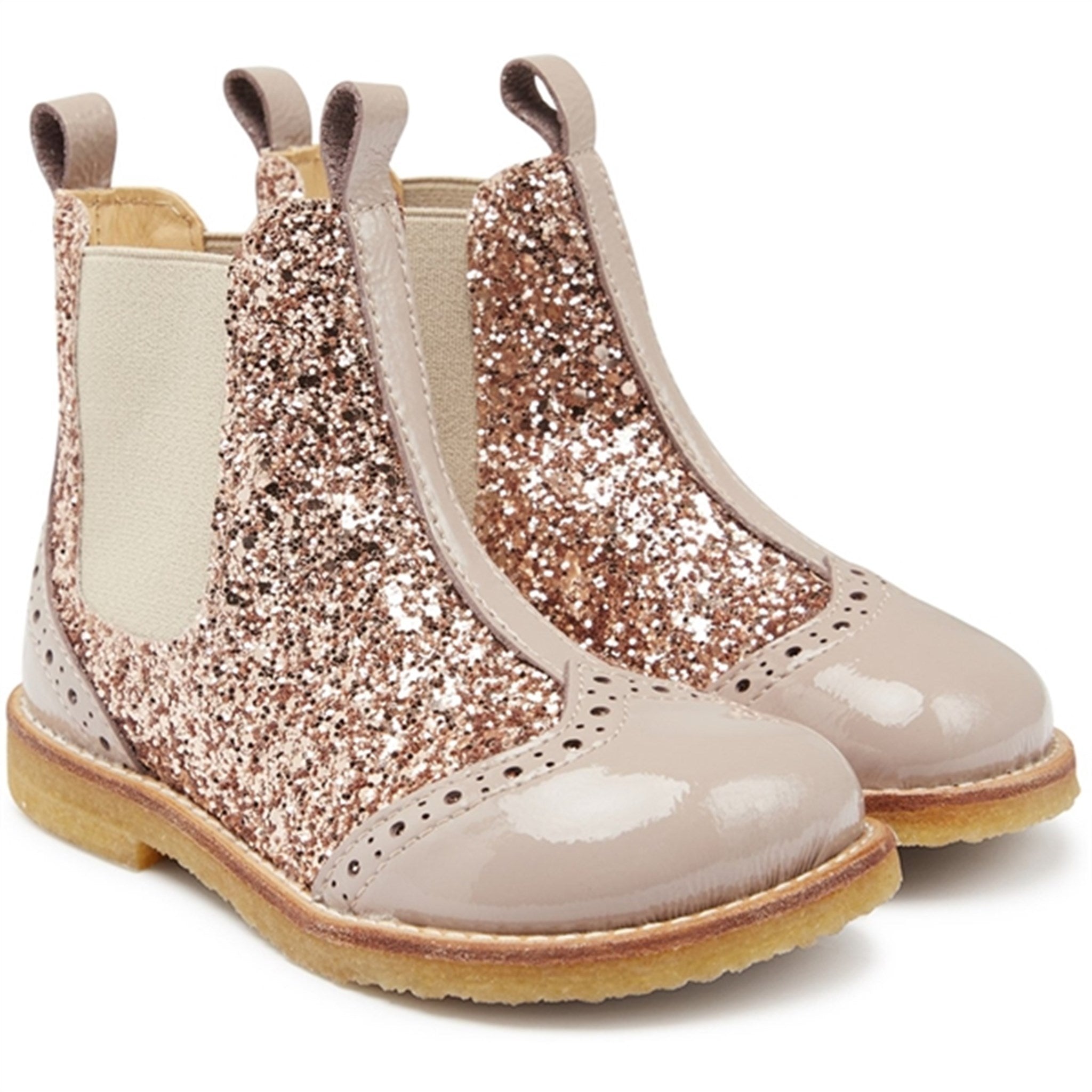 Angulus Chelsea Boots With Glitter Dusty Almond/Maple Glitter/Elastic