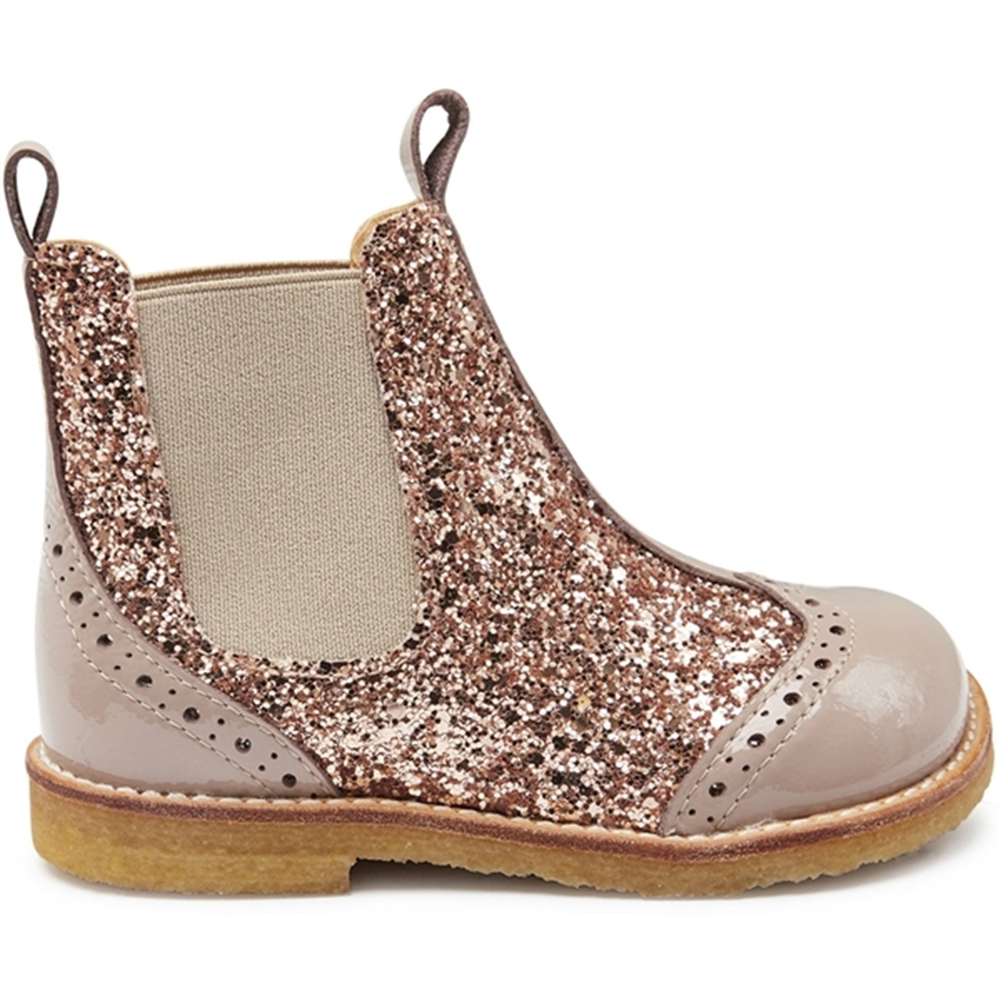 Angulus Chelsea Boots With Glitter Dusty Almond/Maple Glitter/Elastic 2
