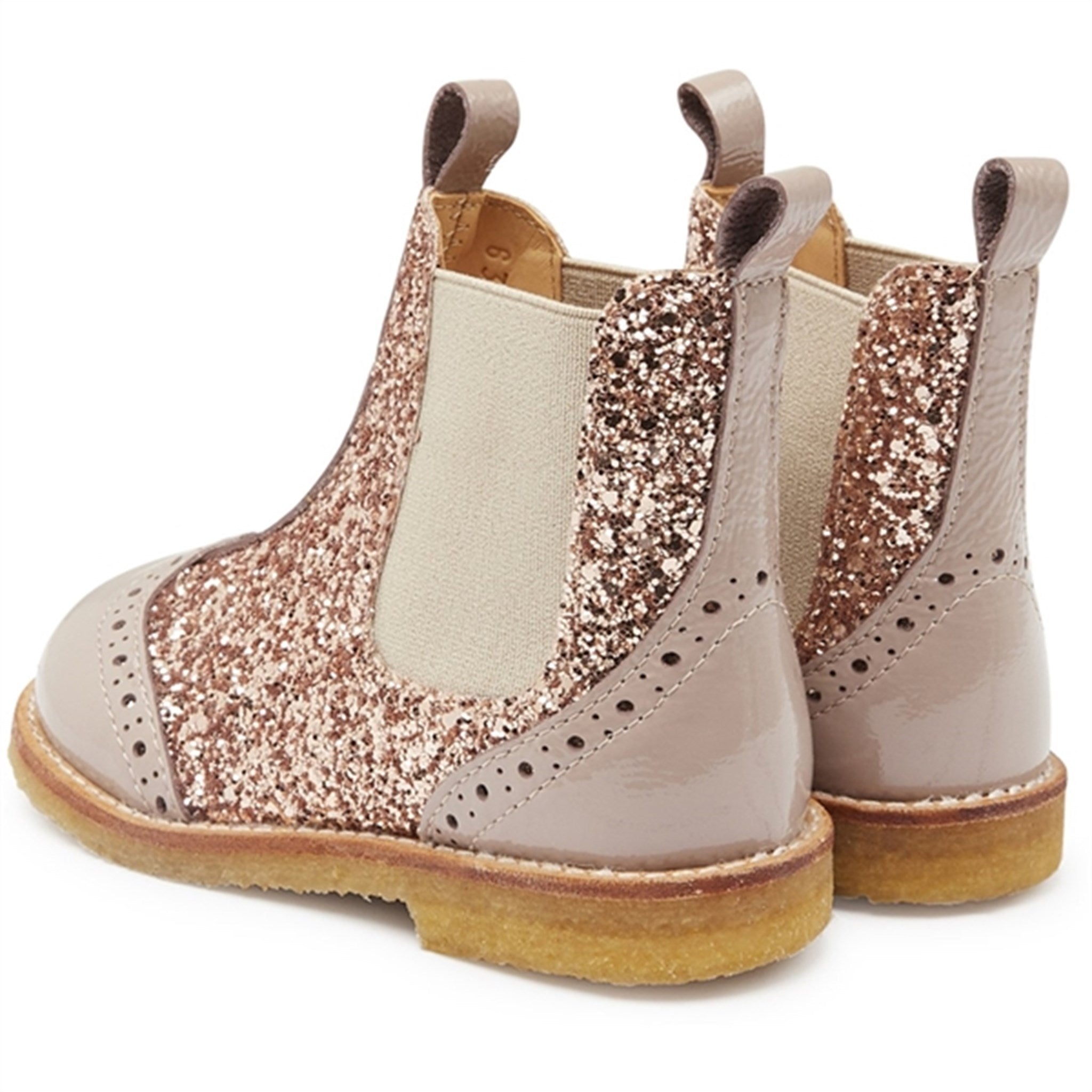 Angulus Chelsea Boots With Glitter Dusty Almond/Maple Glitter/Elastic 3