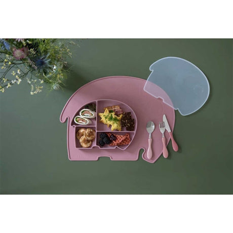 Sebra Silicone Plate W/Lid Fanto The Elephant Vintage Rose 2