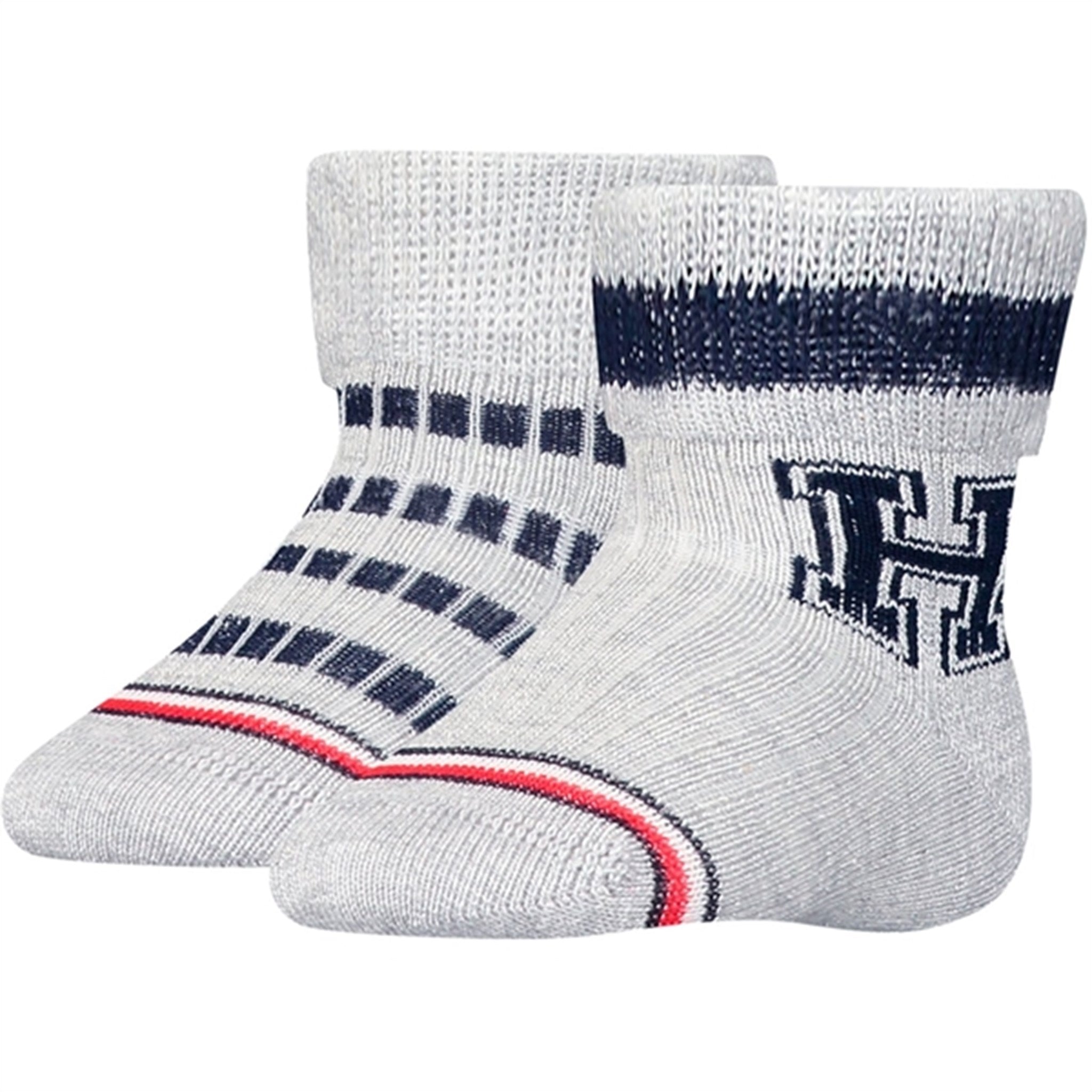 Tommy Hilfiger Baby Varsity Socks 2-Pack Grey Melange Combo