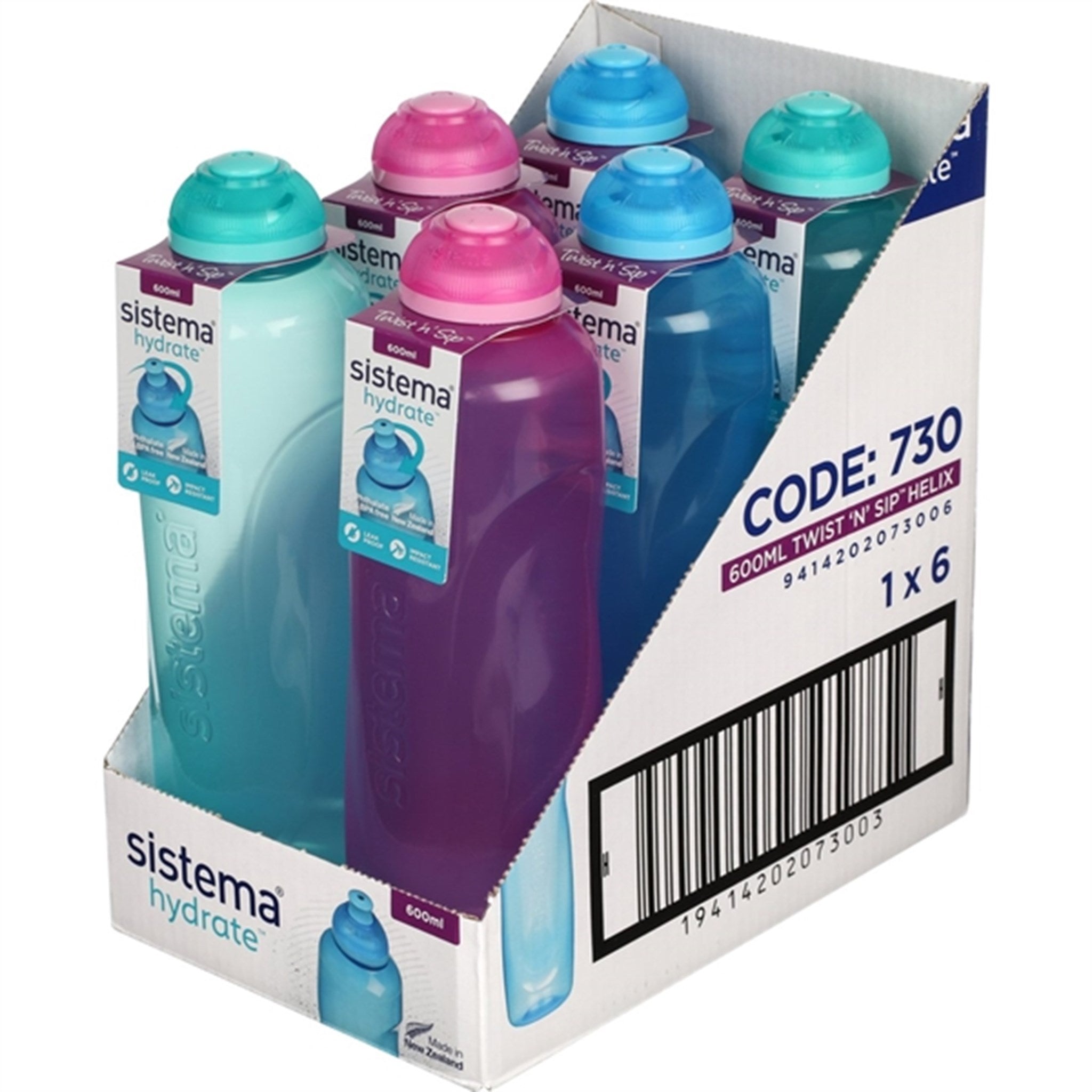 Sistema Twist 'n' Sip Helix Water Bottle 600 ml Pink 3