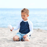 Petit Crabe Blue/White Raglan UV Swim Shirt 2