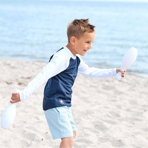 Petit Crabe Blue/White Raglan UV Swim Shirt 3