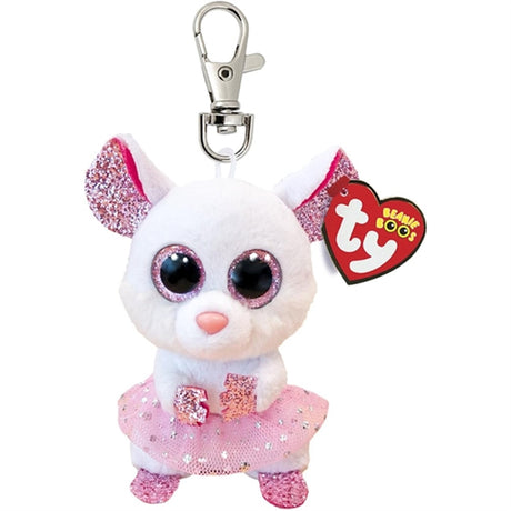 TY Beanie Boos Nina - White Ballerina Mouse Clip