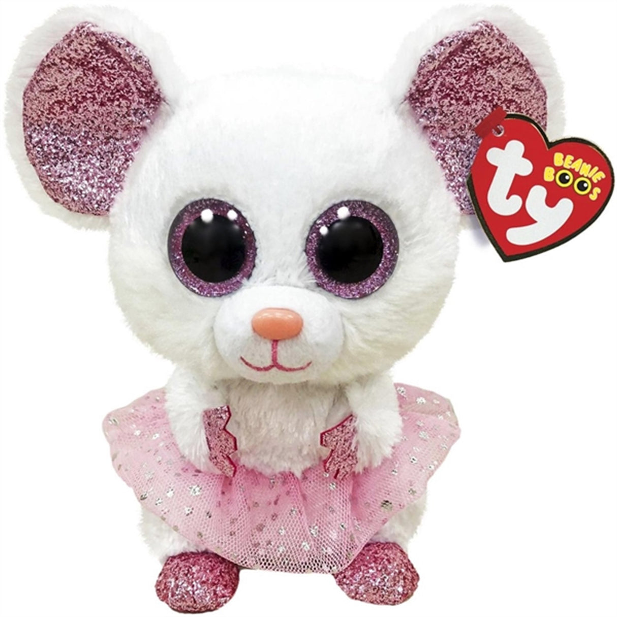 TY Beanie Boos Nina - White Ballerina Mouse Reg