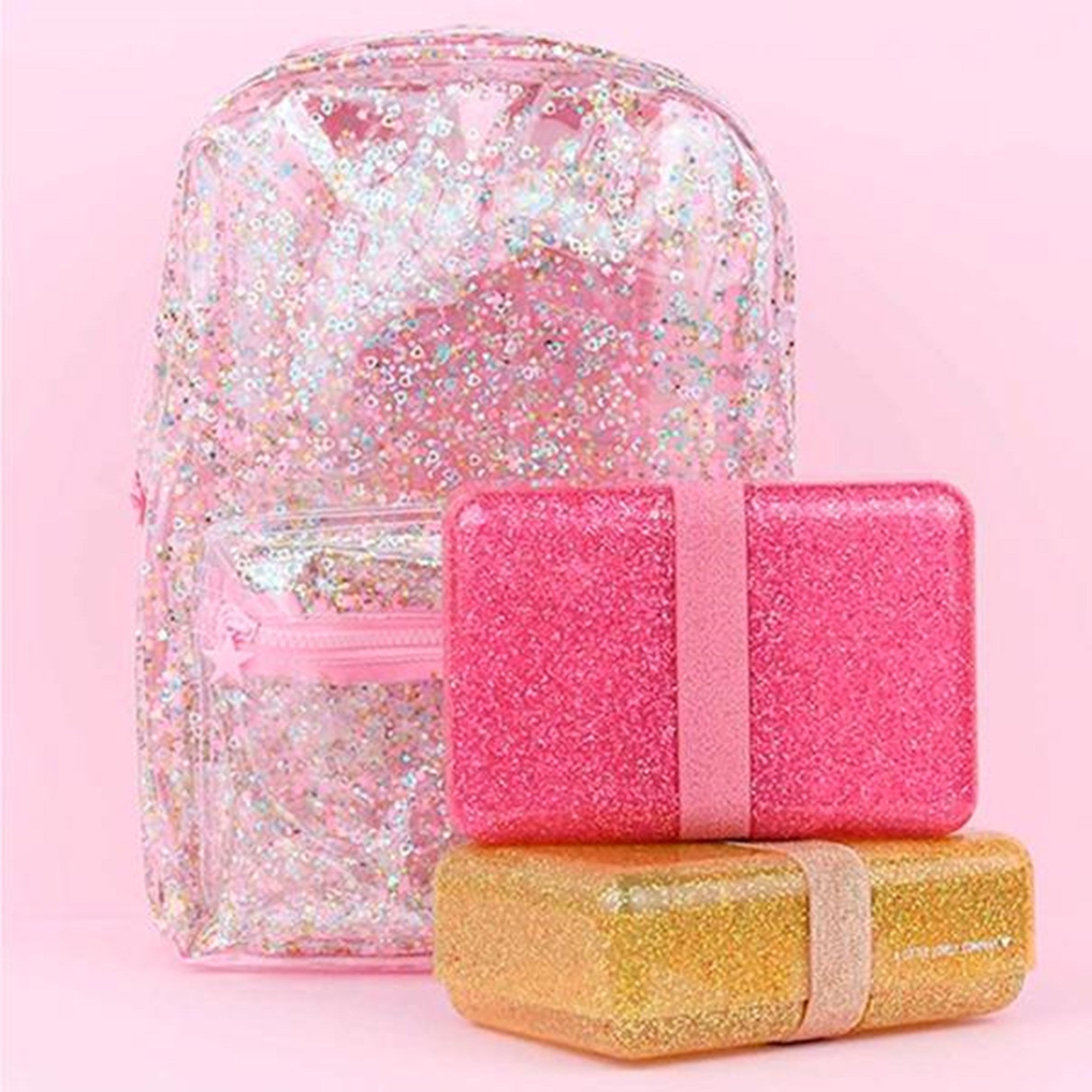 A Little Lovely Company Lunch Box Glitter Pink 2