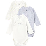 Petit Bateau Bodies ML 3 Pack Clouds White/Grey