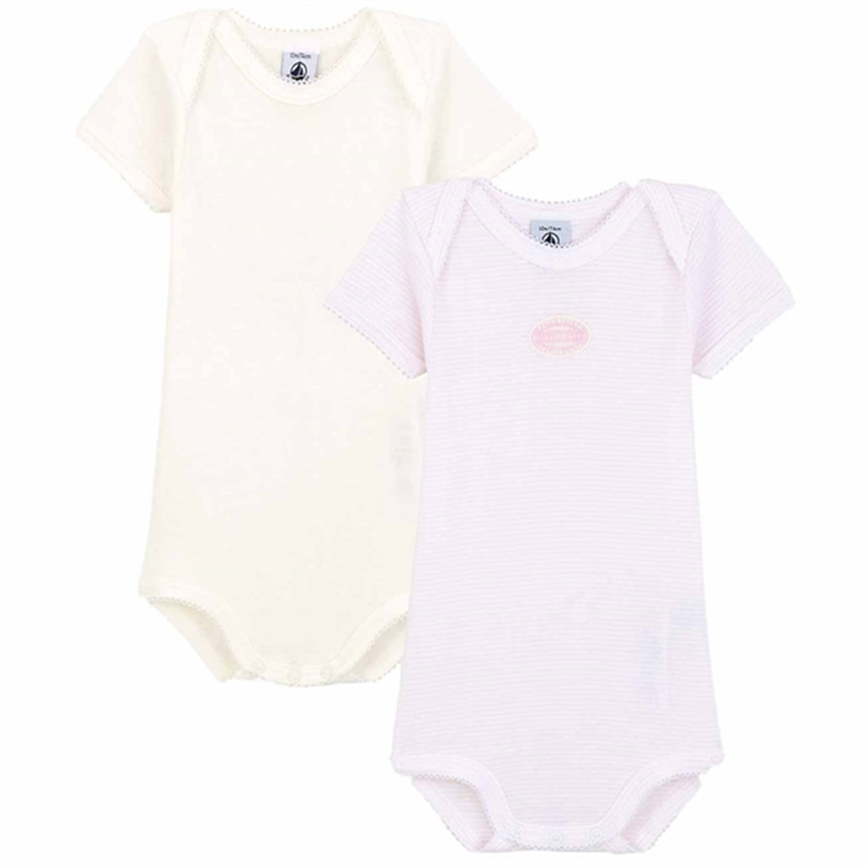 Petit Bateau Bodies 2-pack White/Light Pink Stripes