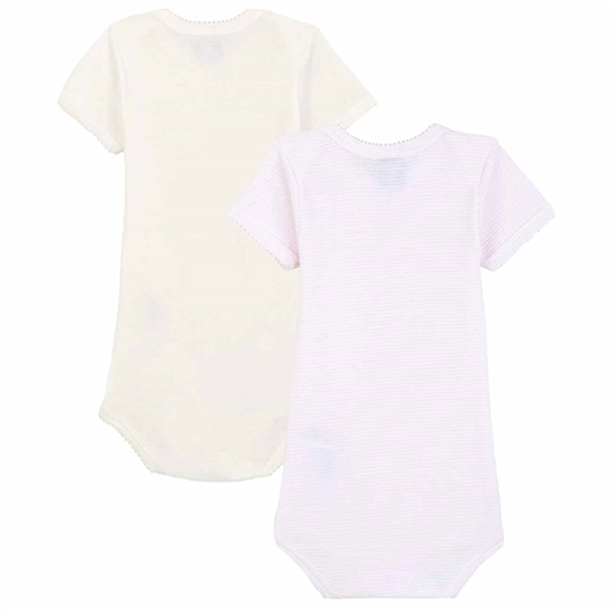 Petit Bateau Bodies 2-pack White/Light Pink Stripes 2